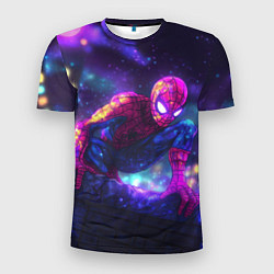 Мужская спорт-футболка Человек-паук неоновый свет