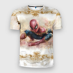 Мужская спорт-футболка Человек - паук розы и узоры
