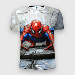 Мужская спорт-футболка Человек-паук палзет на стене