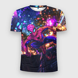 Мужская спорт-футболка Человек-паук и фиолетовый свет