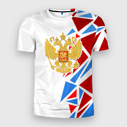 Мужская спорт-футболка Герб России - фрагментация цветов