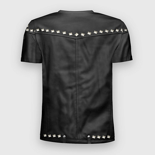 Мужская спорт-футболка Кожаная косуха с клепками / 3D-принт – фото 2