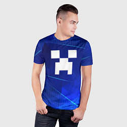 Футболка спортивная мужская Minecraft blue poly, цвет: 3D-принт — фото 2