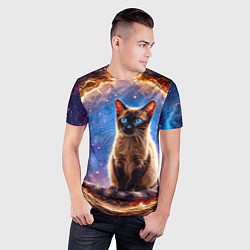Футболка спортивная мужская Сиамская кошка в космосе, цвет: 3D-принт — фото 2