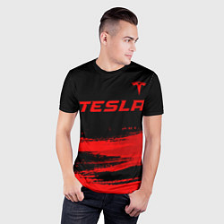 Футболка спортивная мужская Tesla - red gradient посередине, цвет: 3D-принт — фото 2