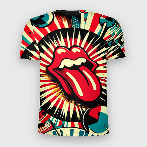 Мужская спорт-футболка Logo of the Rolling Stones - pop art / 3D-принт – фото 2