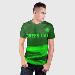 Футболка спортивная мужская Green Day - green gradient посередине, цвет: 3D-принт — фото 2