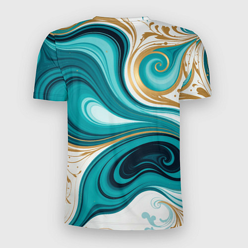 Мужская спорт-футболка Бирюза и золото / 3D-принт – фото 2