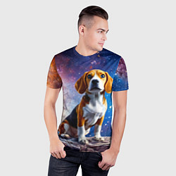 Футболка спортивная мужская Бигль в космосе, цвет: 3D-принт — фото 2