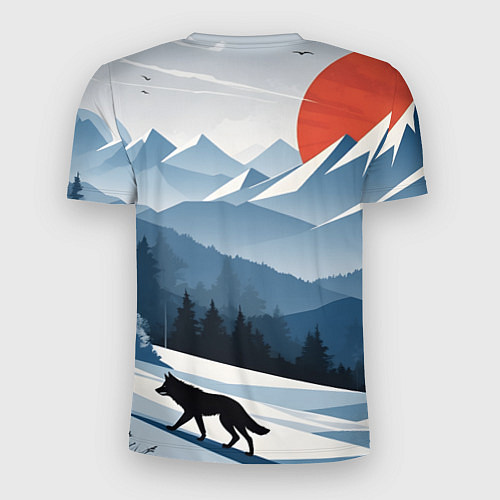 Мужская спорт-футболка Лиса в горах / 3D-принт – фото 2