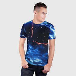 Футболка спортивная мужская Звезды и молнии в разломе плит, цвет: 3D-принт — фото 2
