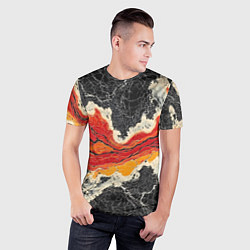 Футболка спортивная мужская Красно-черная потертая текстура, цвет: 3D-принт — фото 2