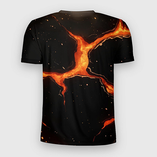 Мужская спорт-футболка Оранжевый разлом на черной текстуре / 3D-принт – фото 2