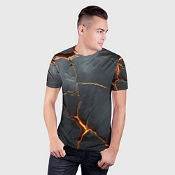 Футболка спортивная мужская Серая текстура с золотым изломом, цвет: 3D-принт — фото 2
