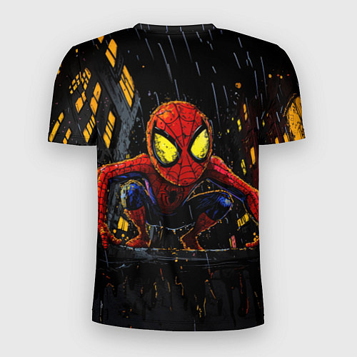 Мужская спорт-футболка Маленький человек-паук с желтыми глазами / 3D-принт – фото 2
