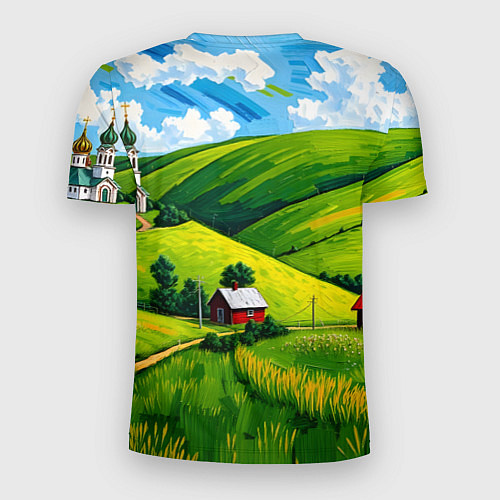 Мужская спорт-футболка Русская деревенька / 3D-принт – фото 2