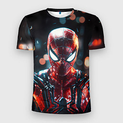Футболка спортивная мужская Человек-паук и вспышки света, цвет: 3D-принт