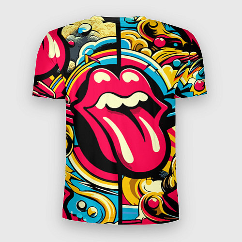 Мужская спорт-футболка Rolling Stones logo - pop art pattern / 3D-принт – фото 2