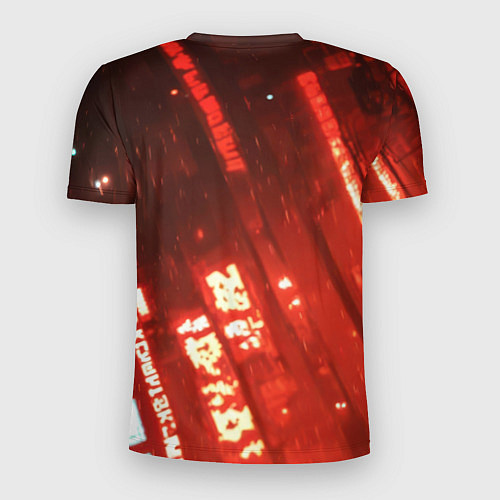 Мужская спорт-футболка Черный Бэтмен на фоне красного города / 3D-принт – фото 2