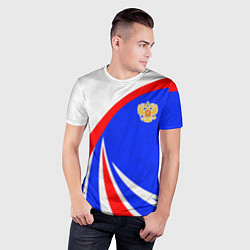 Футболка спортивная мужская Герб России - цвета флага, цвет: 3D-принт — фото 2