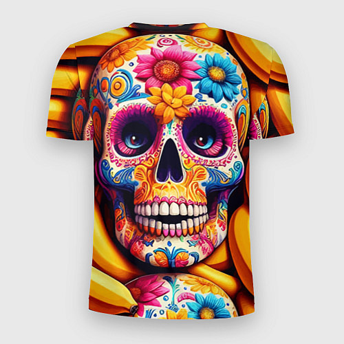 Мужская спорт-футболка Цветочный череп среди бананов - нейроарт / 3D-принт – фото 2