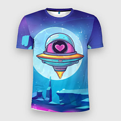 Футболка спортивная мужская Нло с сердечком внутри, цвет: 3D-принт