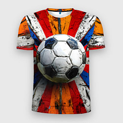 Мужская спорт-футболка Футбольный мяч в ярких линиях