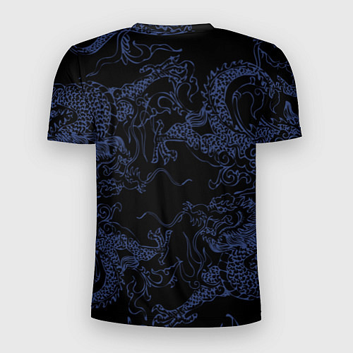 Мужская спорт-футболка Синий дракон на черном / 3D-принт – фото 2