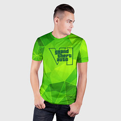 Футболка спортивная мужская GTA6 green poly, цвет: 3D-принт — фото 2