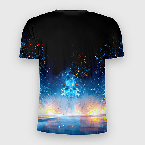 Мужская спорт-футболка Хоккеист в синем пламени / 3D-принт – фото 2