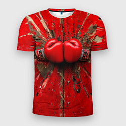 Мужская спорт-футболка Кикбоксеркие перчатки в красном