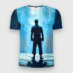 Мужская спорт-футболка Боец крав-мага на синем