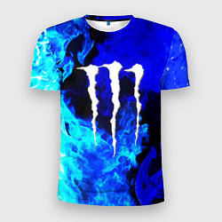 Мужская спорт-футболка Monster energy синий дым