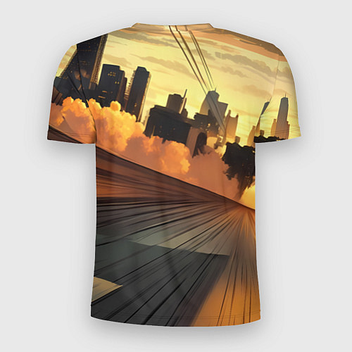 Мужская спорт-футболка БМВ на фоне заката / 3D-принт – фото 2