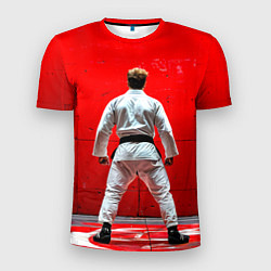 Мужская спорт-футболка Боец джиу-джитсу на красном