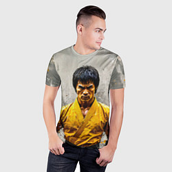 Футболка спортивная мужская Брюс Ли на сером, цвет: 3D-принт — фото 2