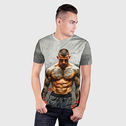 Футболка спортивная мужская Дастин Порье на сером, цвет: 3D-принт — фото 2