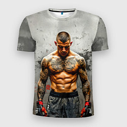 Мужская спорт-футболка Дастин Порье на сером