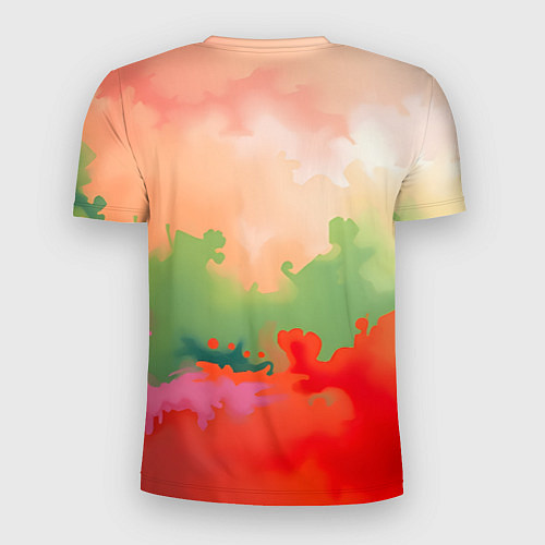 Мужская спорт-футболка Красные и зеленые облака / 3D-принт – фото 2