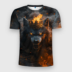 Мужская спорт-футболка Волк в огне