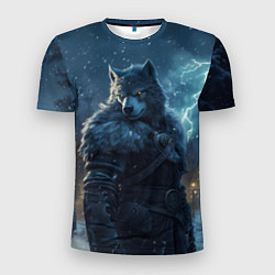 Мужская спорт-футболка Волк в доспехах