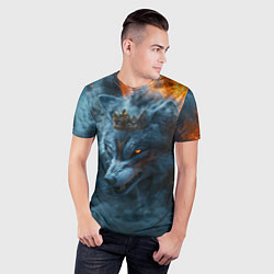 Футболка спортивная мужская Волк в короне в огне, цвет: 3D-принт — фото 2