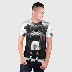 Футболка спортивная мужская Мухаммед Али в черном дыму, цвет: 3D-принт — фото 2