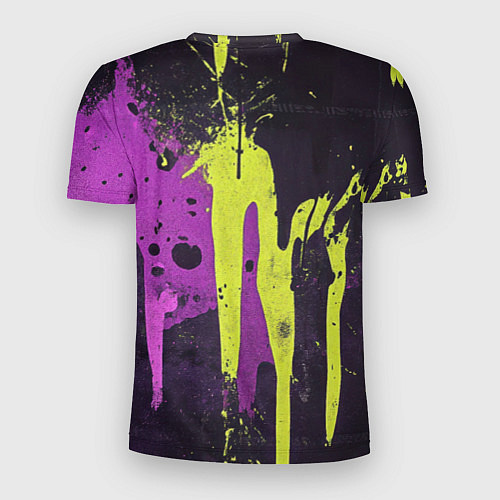 Мужская спорт-футболка Желтая и фиолетовая краска на черном / 3D-принт – фото 2