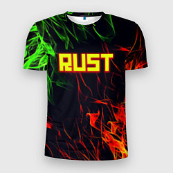 Футболка спортивная мужская RUST огненная текстура, цвет: 3D-принт