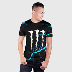 Футболка спортивная мужская Monster energy неоновые молнии, цвет: 3D-принт — фото 2