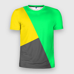 Футболка спортивная мужская Жёлто-серо-зелёный трёхцветный, цвет: 3D-принт
