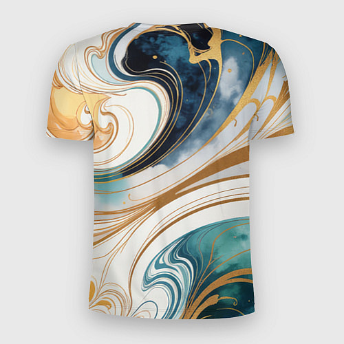 Мужская спорт-футболка Аквамарин и оранж узор с завитками / 3D-принт – фото 2