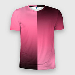 Футболка спортивная мужская Розовый с затемнением градиент пополам, цвет: 3D-принт