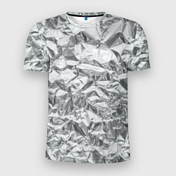 Футболка спортивная мужская Серебряная фольга - мятая текстура, цвет: 3D-принт